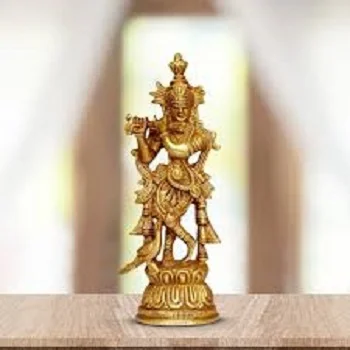  Brass Krishna Golden Statue