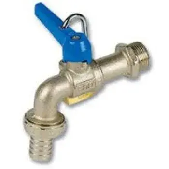 Blue handle, Brass Hose Bibcock