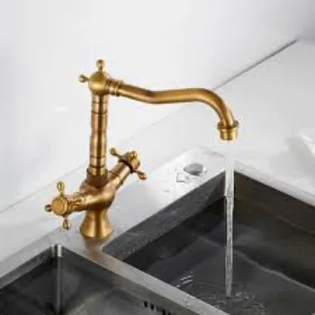 Brass Kitchen Faucet Golden Color
