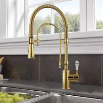 Brass Kitchen Faucet Golden Color 