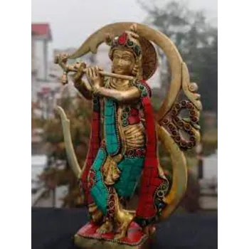  Golden Brass Krishna Statue