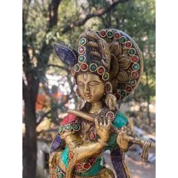  Golden Brass Krishna Statue