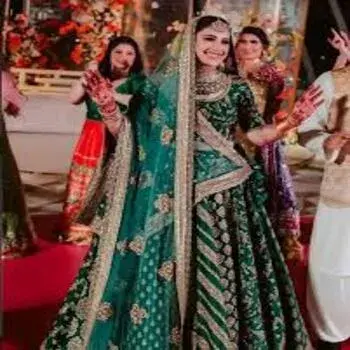 Green Bridal Lehenga For Girls