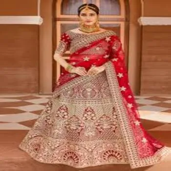 Hand Velvet Red Bridal Lehenga Choli