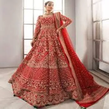 Long Red Bridal Lehenga