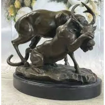  Bronze Bull And Lion Sculpture