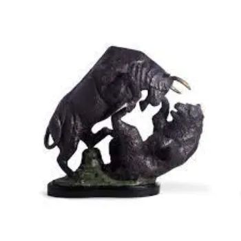  Bey-Berk The Big Fight Bronzed Finished Bull and Bear Sculpture