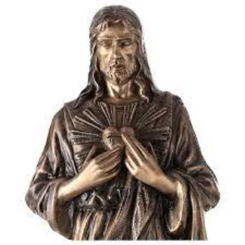  Devotional Statue Of The Sacred Heart Of Jesus In Bronze