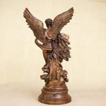  China West Bronze Copper Man Woman Angel Lovers With Wings Art Sculpture