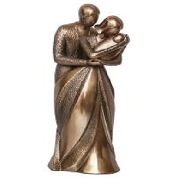  Family Of Husband Wife And Kid Cold Cast Bronze Resin Decorative Showpiece