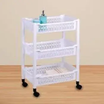 White Baby Storage Rack With Wheels