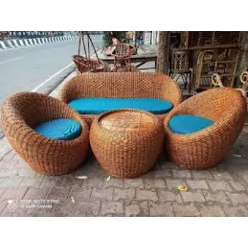 Regimented Structure Cane Sofa Set