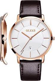 OLEVS Mens Brown Watch 