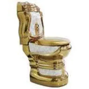 Golden And White Ceramic Toilet