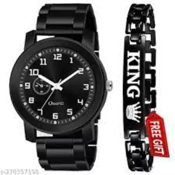  Black PU Belt Sports Chain Watches