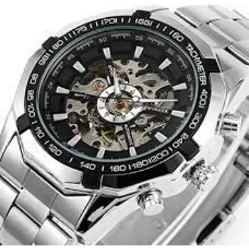 Winner Mens Wrist Watch Luxury Stainless Steel Skeleton Watch