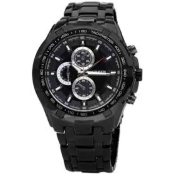  Mens Waterproof Quartz Steel Wrist Watch Black