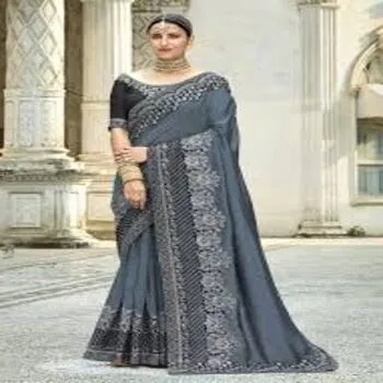 Grey Color Classic Designer Saree