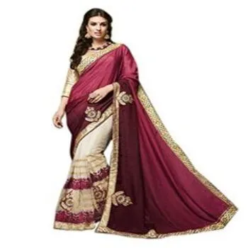 Classic Maroon Embroidery Sarees