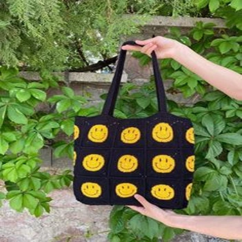 Black Smiley Bag For Ladies 