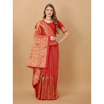 Red Color Banarasi Style Classic Ladies Sarees