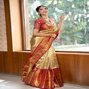 Beautiful Golden Classic Ladies Saree