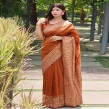 Classic Orange Art Silk Woven Saree