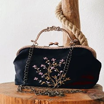 Modish Attractive Black Designer Embroidery Bag For Girls