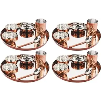 Plain & Printed Copper Dinner Set
