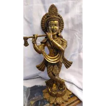  Golden Copper Krishna Statue