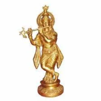  Golden Copper Krishna Statue