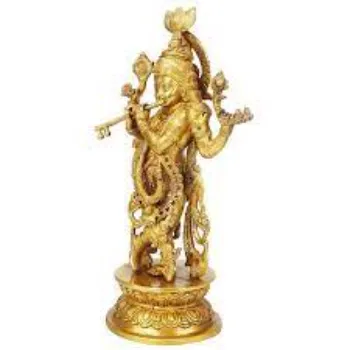  Golden Copper Krishna Statue