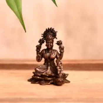  Handmade Goddess Dhana Lakshmi Copper Statue 