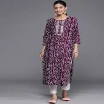 Women Purple & White Printed Kurti