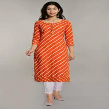 Orange Color Cotton Kurtis For Girls