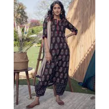 Slim Fit Printed Cotton Suit
