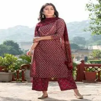 Maroon Thread Embroidery Cotton Suits