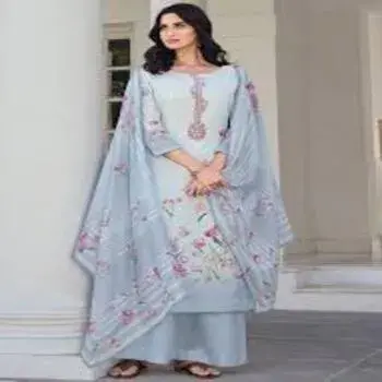 Fancy Sky Blue Cotton Suits