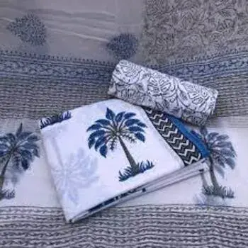 Blocked Print Cotton Suit