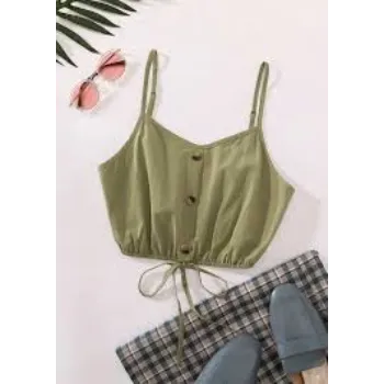 Fancy Ladies Olive Color Crop Top