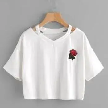 Rose Embroidery Crop Tops