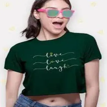 Green Color Crop Tops For Girls