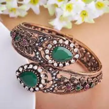 Smooth Texture Crystal Bangles 