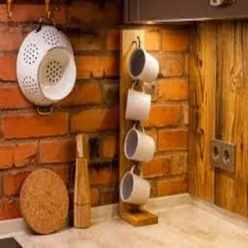 Wood Stand Up Cup Rack