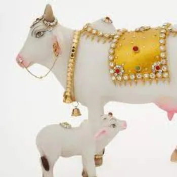 Marble Cow Calf Statue
