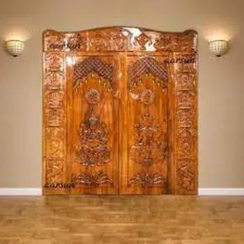 Carved Wooden Pooja Double Door