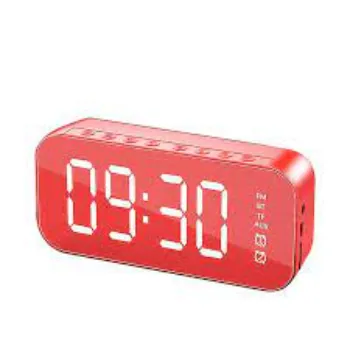  Hifi Bluetooth Speaker Alarm Radio Clock Led Display Digital Red