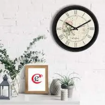  Rustic Paper With Flower Design Designer Round Analog Black Wall Clock 