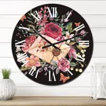  Designart Greek Sculpture David Eye With Dried Wildflowers Farmhouse Metal Wall Clock