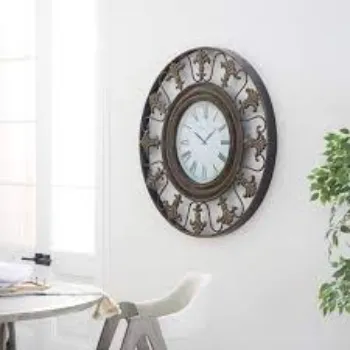  DecMode Metal Fleur De Lis Wall Clock Brown